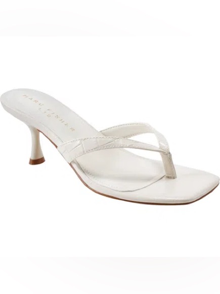 Marc Fisher Ivory Croc-Embossed Thong Kitten Heel Sandals Size 7 Nwt -Classy-